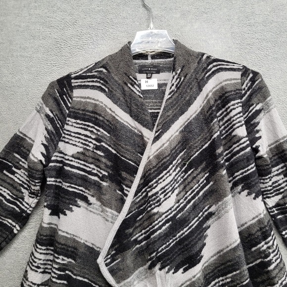 Lucky Brand Women‎ Sweater Medium Gray Aztec Open Front Duster - Picture 4 of 9
